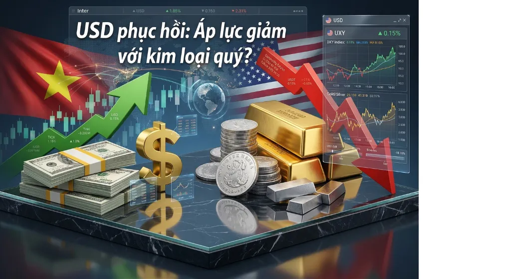 USD và lợi suất giảm: Kim loại quý 